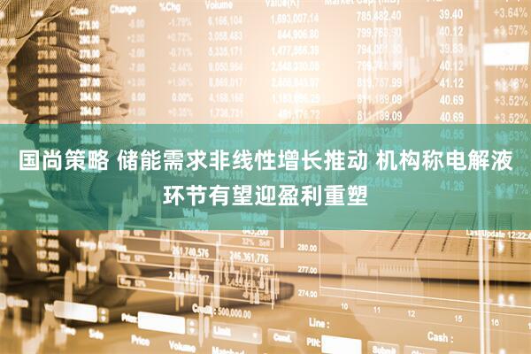 国尚策略 储能需求非线性增长推动 机构称电解液环节有望迎盈利重塑